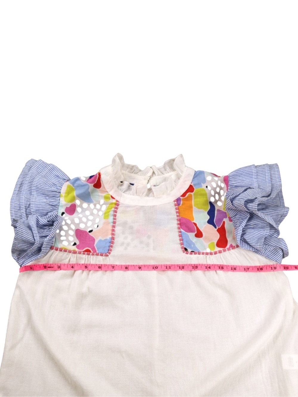 THML Colorful Puff Sleeve Blouse Medium Abstract Print Babydoll Top - Picture 4 of 8